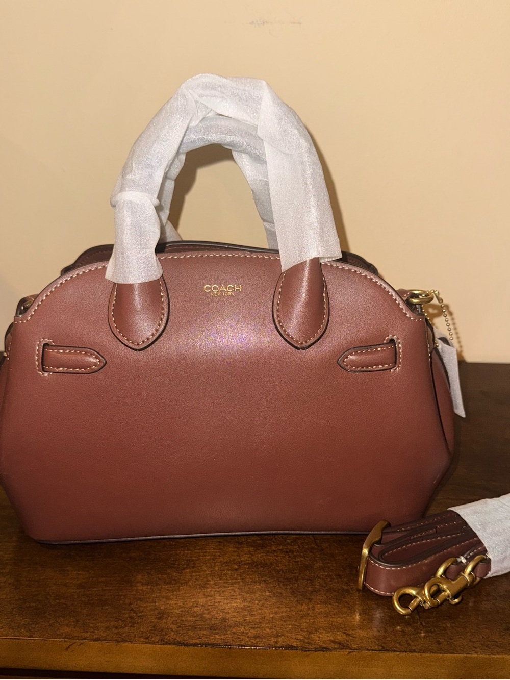 Empire Carryall Chestnut Brown Satchel with Gold Hardware
